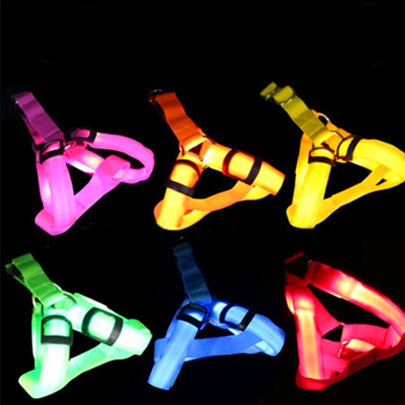 Nylon Dog Safety LED Harness - Various Colours