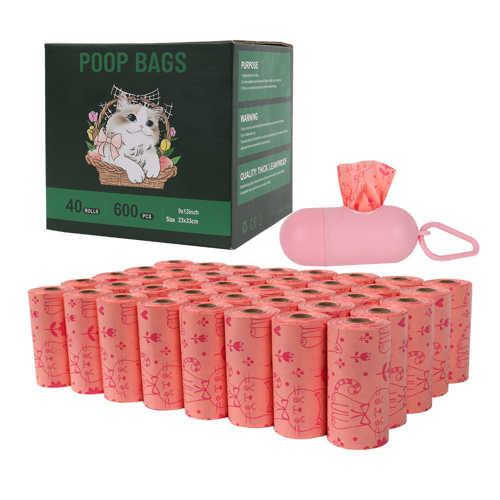 40 rolls 600pcs biodegradable litter bags with bag dispenser box